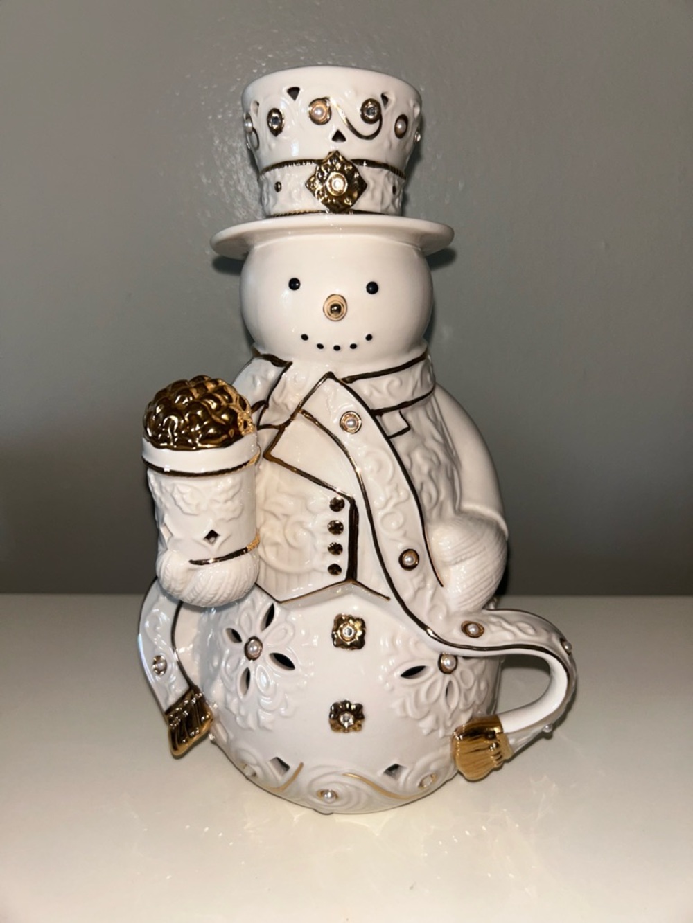 Lenox 24K Gold Lit Snowman Figurine